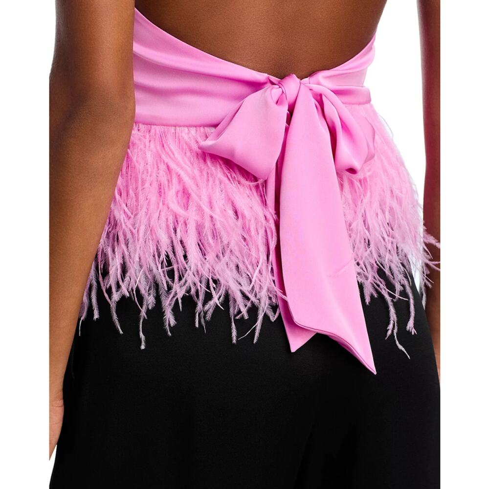 NWT Ramy Brook Feather Trim Halter Top Pink Size XS - Picture 6 of 13